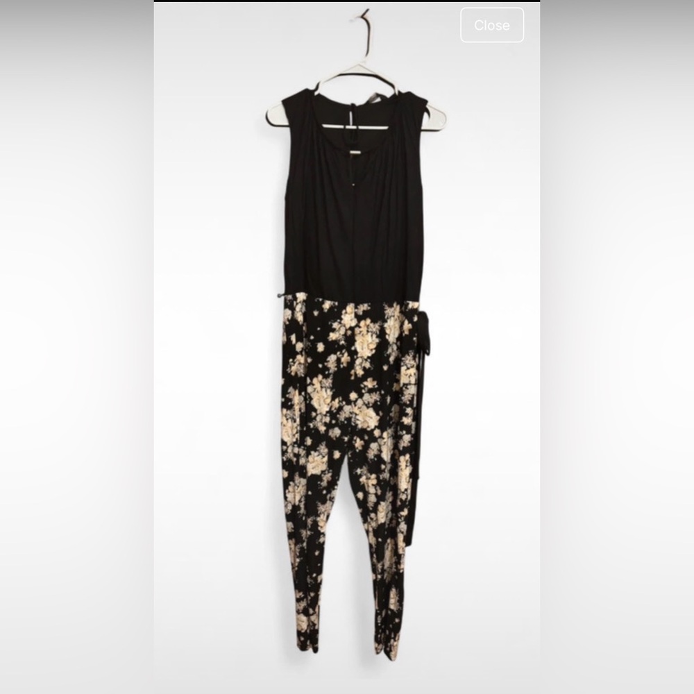 Floral Black and Cream Jumpsuit